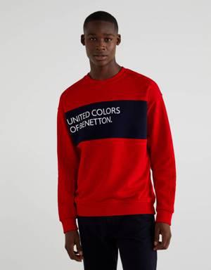 Sweatshirt in cotton with clashing band