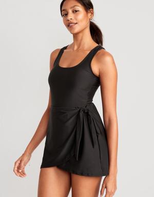 Old Navy Wrap-Front Swim Dress for Women black