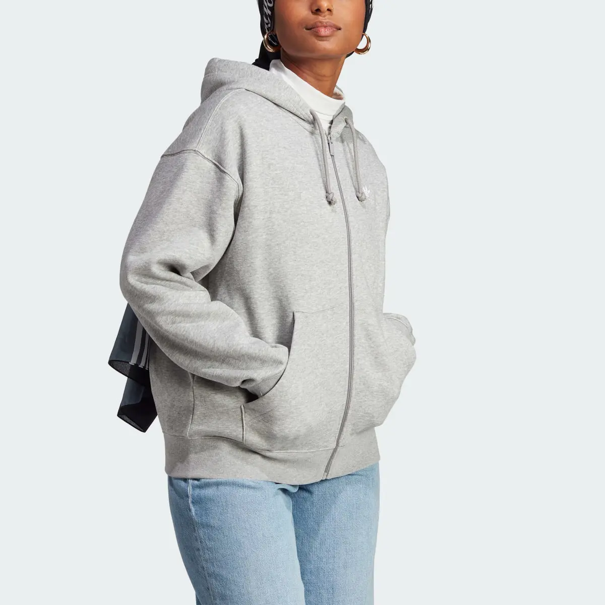 Adidas Essentials Full-Zip Boyfriend Hoodie. 1
