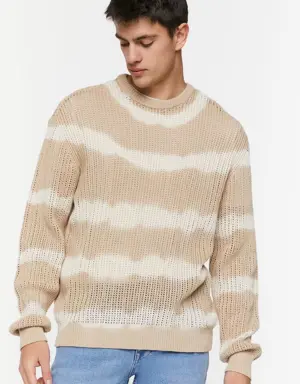 Forever 21 Tie Dye Striped Sweater Taupe/Cream