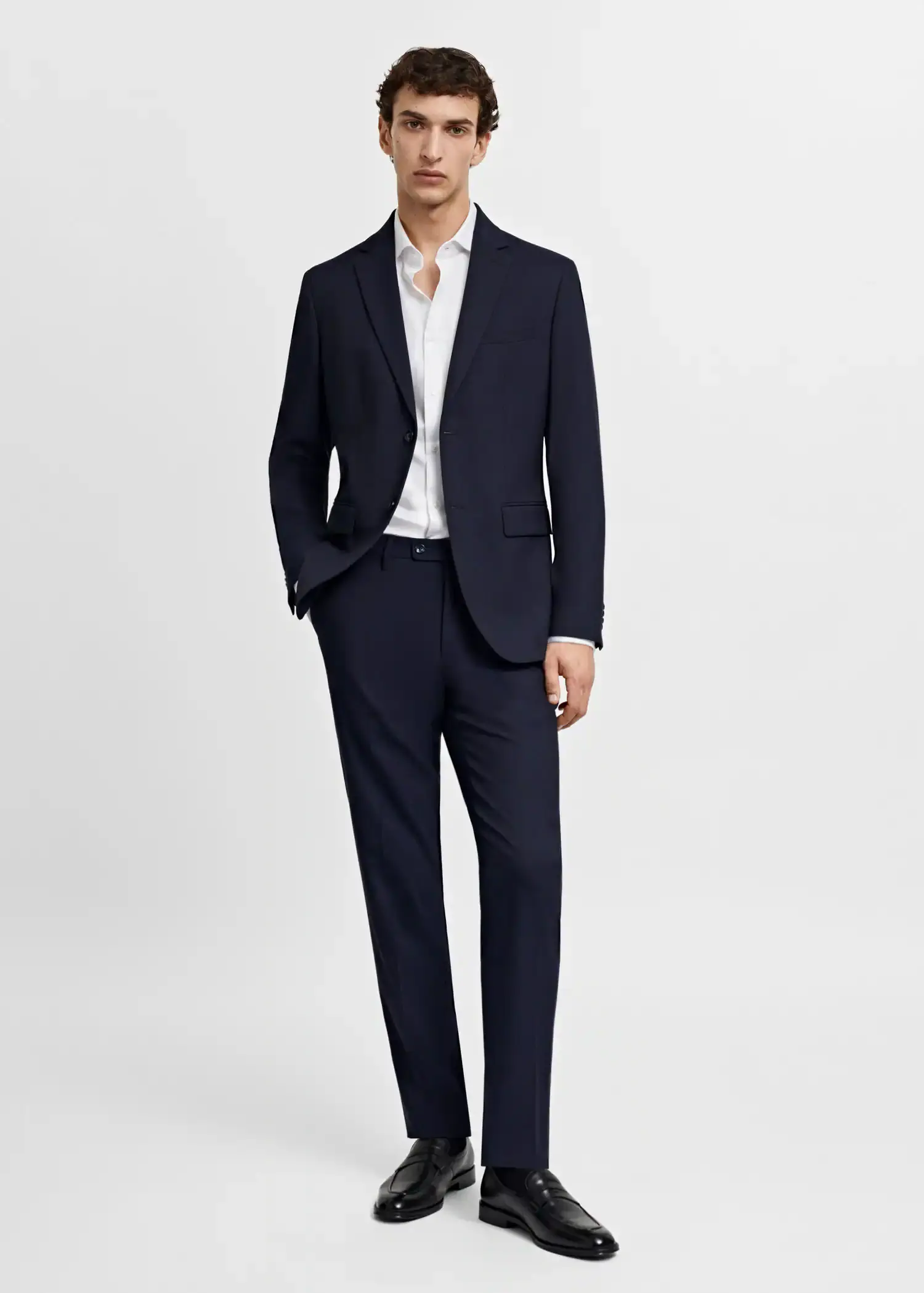 Mango Twill fabric slim-fit suit shirt with cufflinks . 3