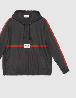 Coated cotton windbreaker with Gucci label