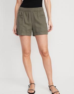 Old Navy High-Waisted Linen-Blend Utility Shorts for Women -- 3.5-inch inseam green