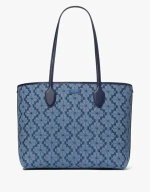 Spade Flower Jacquard Denim Bleecker Large Tote