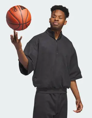Adidas Basketball Sueded 3/4 Half-Zip Sweatshirt. 3
