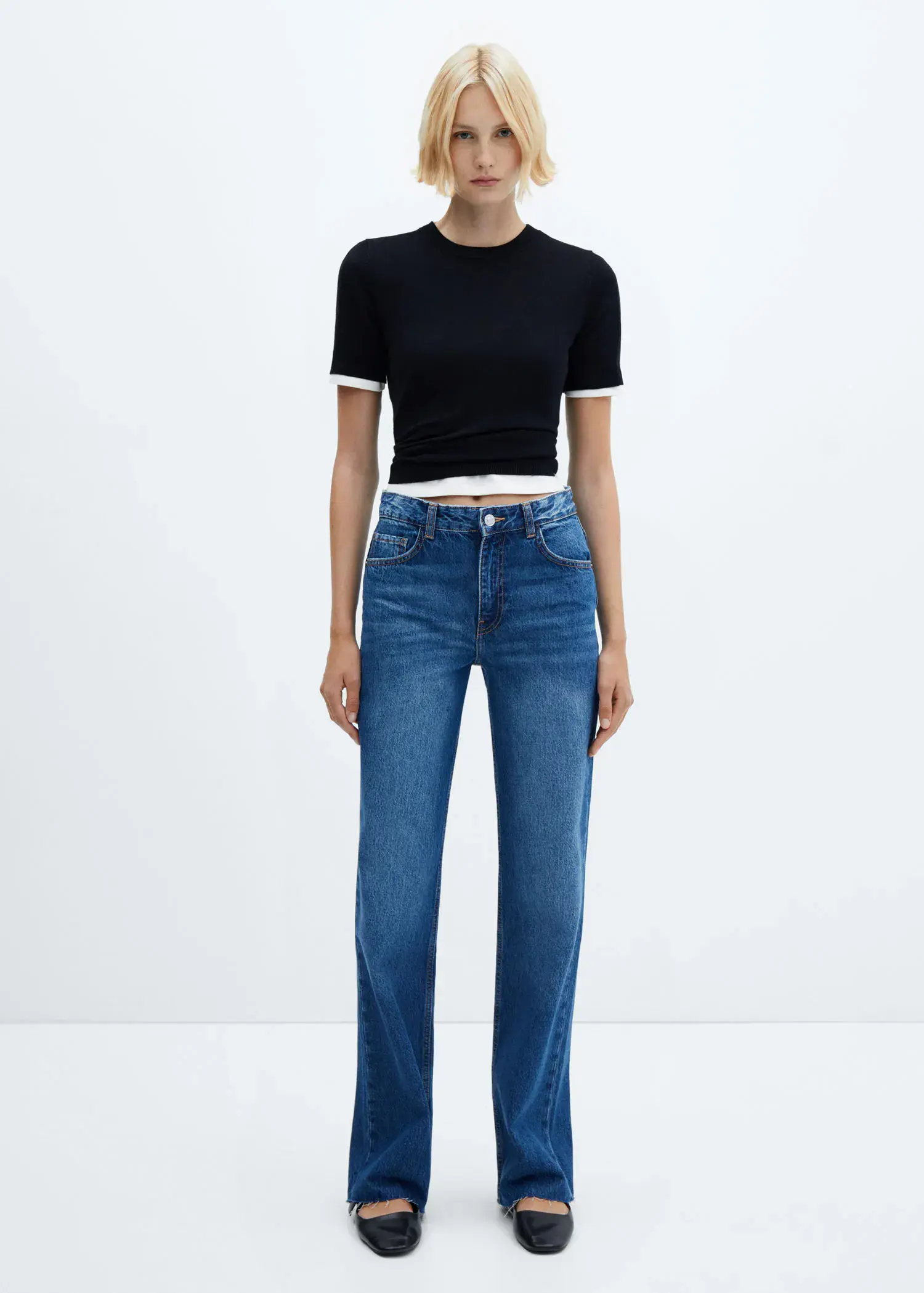 Mango Wideleg-Jeans mit mittlerer Bundhöhe. 1