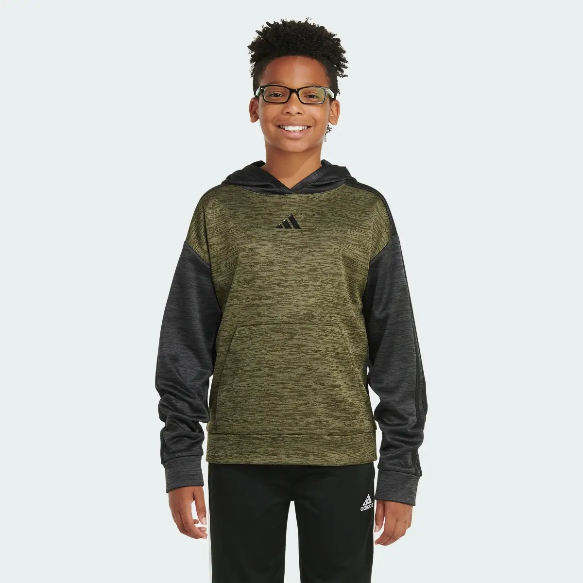 Adidas Long Sleeve Game and Go Mélange Pullover Hoodie. 1