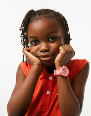 Relógio Lacoste.12.12 com pulseira de silicone rosa para criança