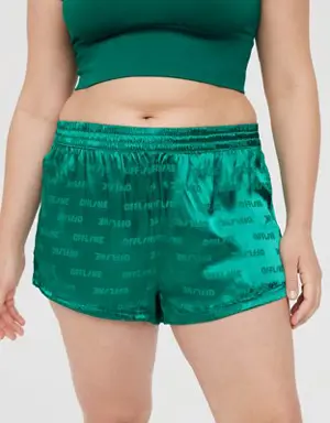 By Aerie Satin Logo Track Short