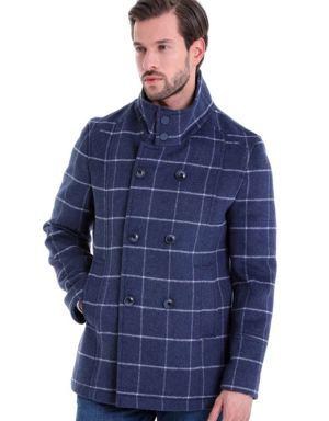 Hatemoğlu Lacivert Slim Fit Mono Yaka Yünlü Kruvaze Kaşe Kaban. 3 Hatemoğlu Lacivert Slim Fit Mono Yaka Yünlü Kruvaze Kaşe Kaban. 3