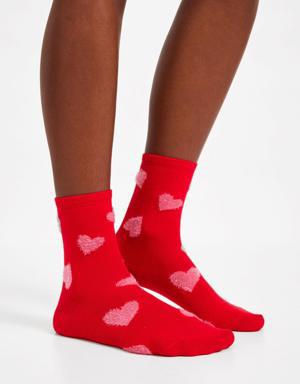 Kalpli Kadın Soket Çorap Kırmızı