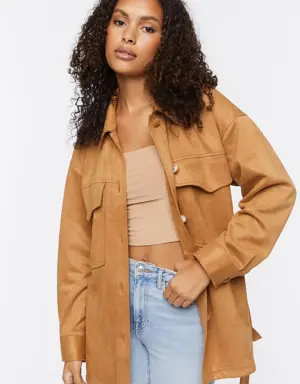 Forever 21 Faux Suede Trench Jacket Tan