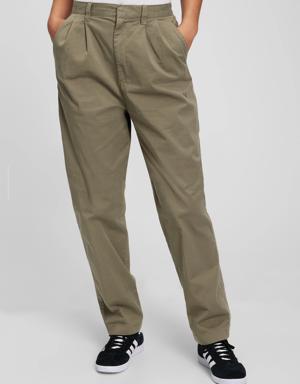 High Rise Pleated Khakis with Washwell green