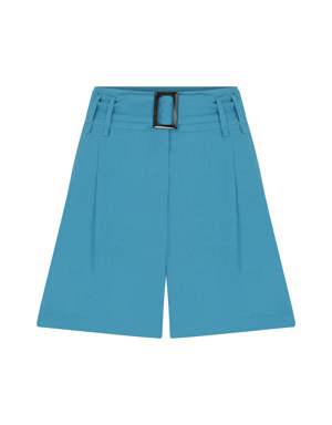 Turquoise Belt Detailed High-waisted Shorts