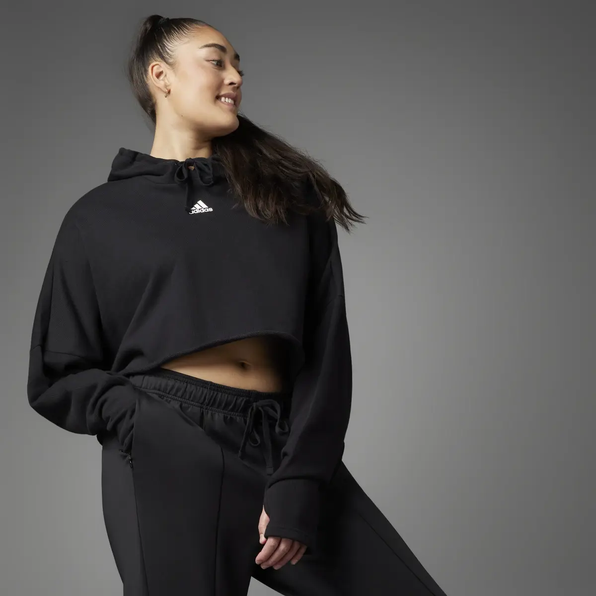 Adidas Collective Power Cropped Hoodie (Plus Size). 1