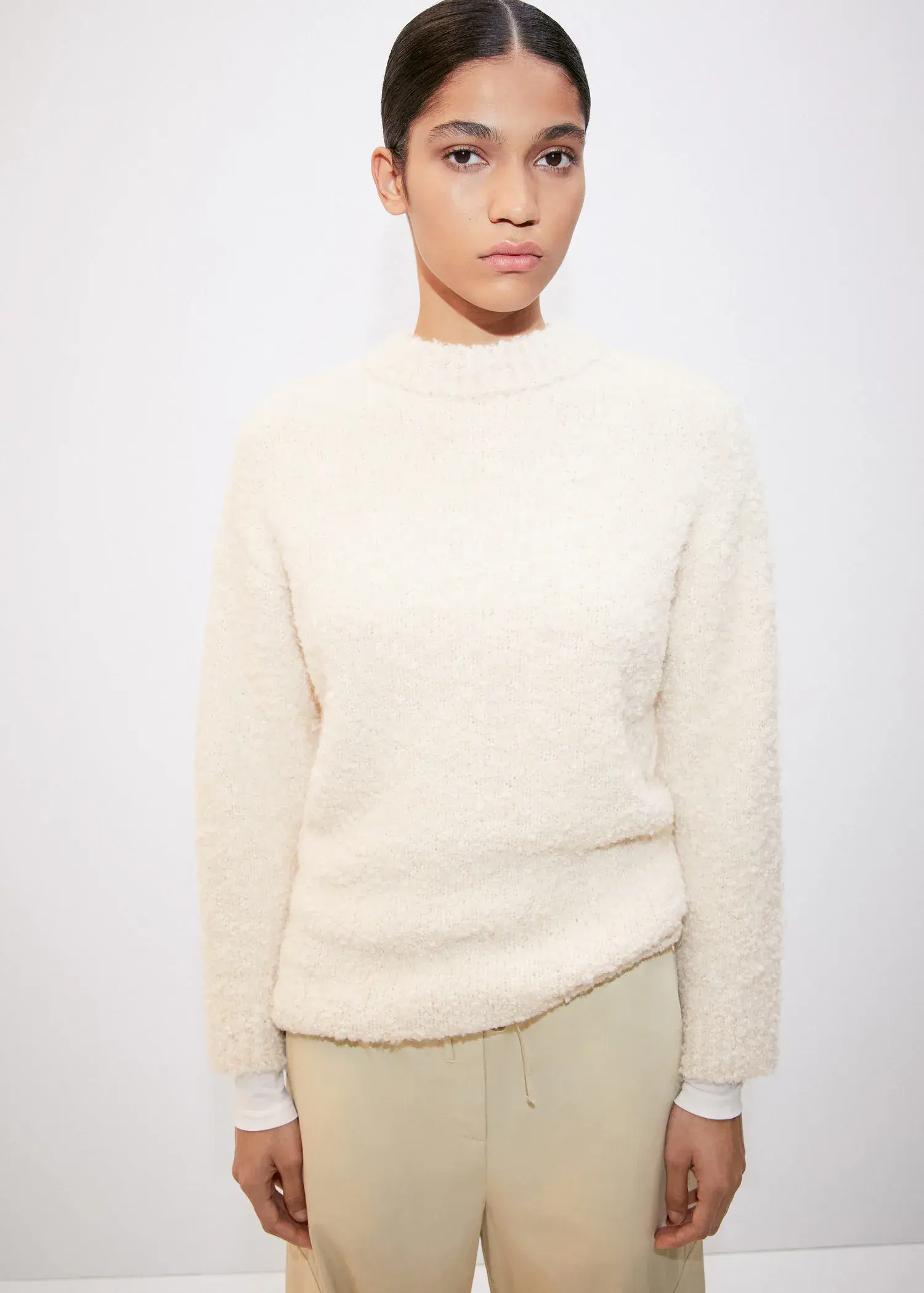 Mango Bouclé-knit wool-blend sweater. 2