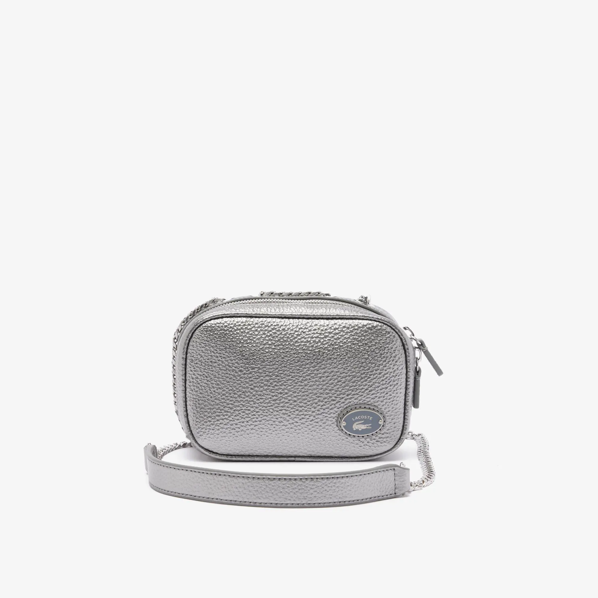 Lacoste Women’s Lacoste Top Grain Leather Square Shoulder Bag. 1
