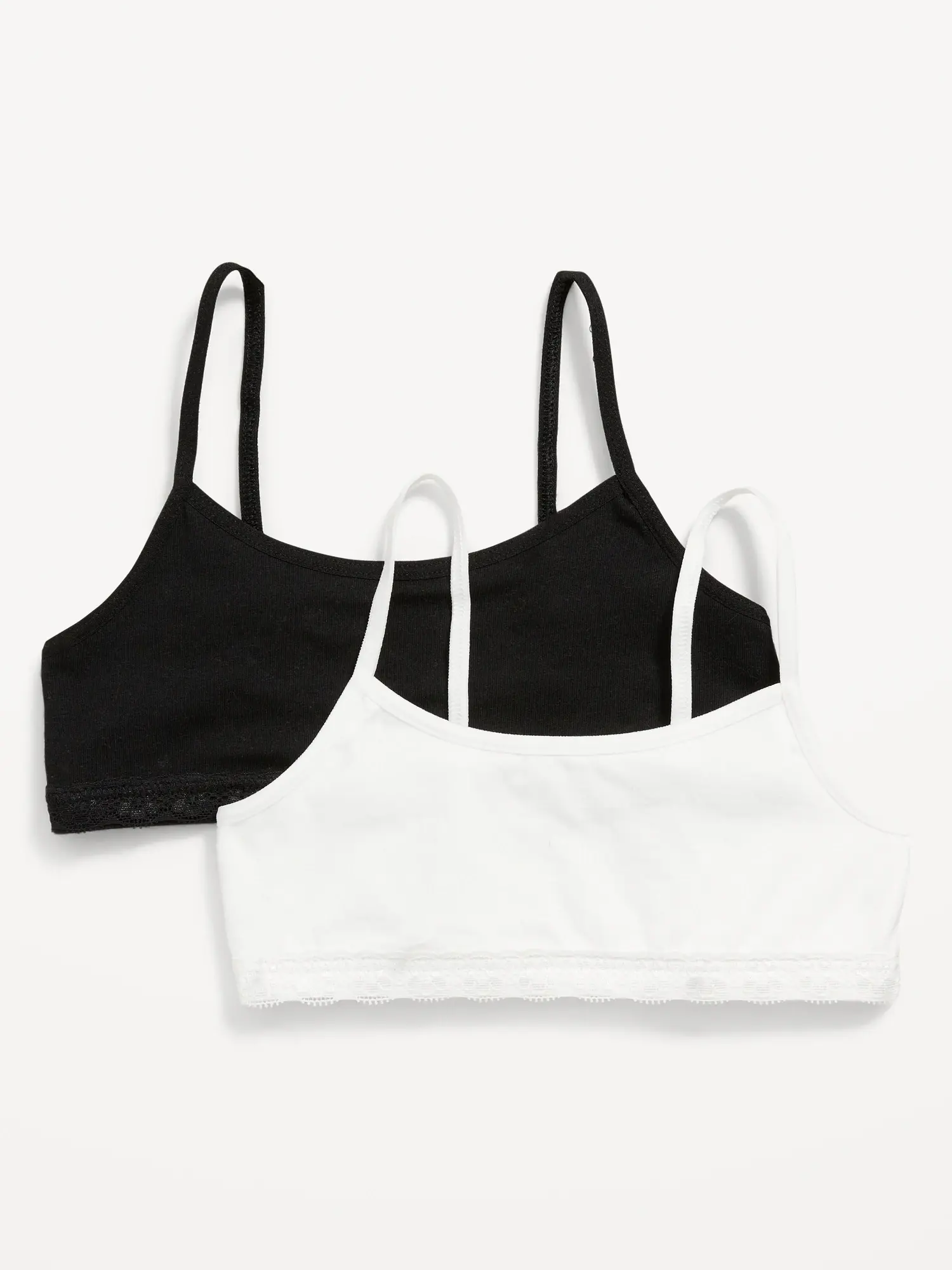 Old Navy Jersey-Knit Lace-Trim Cami Bra 2-Pack for Girls black. 1