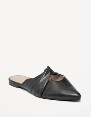 Faux-Leather Twist-Front Mule Shoes for Women gray