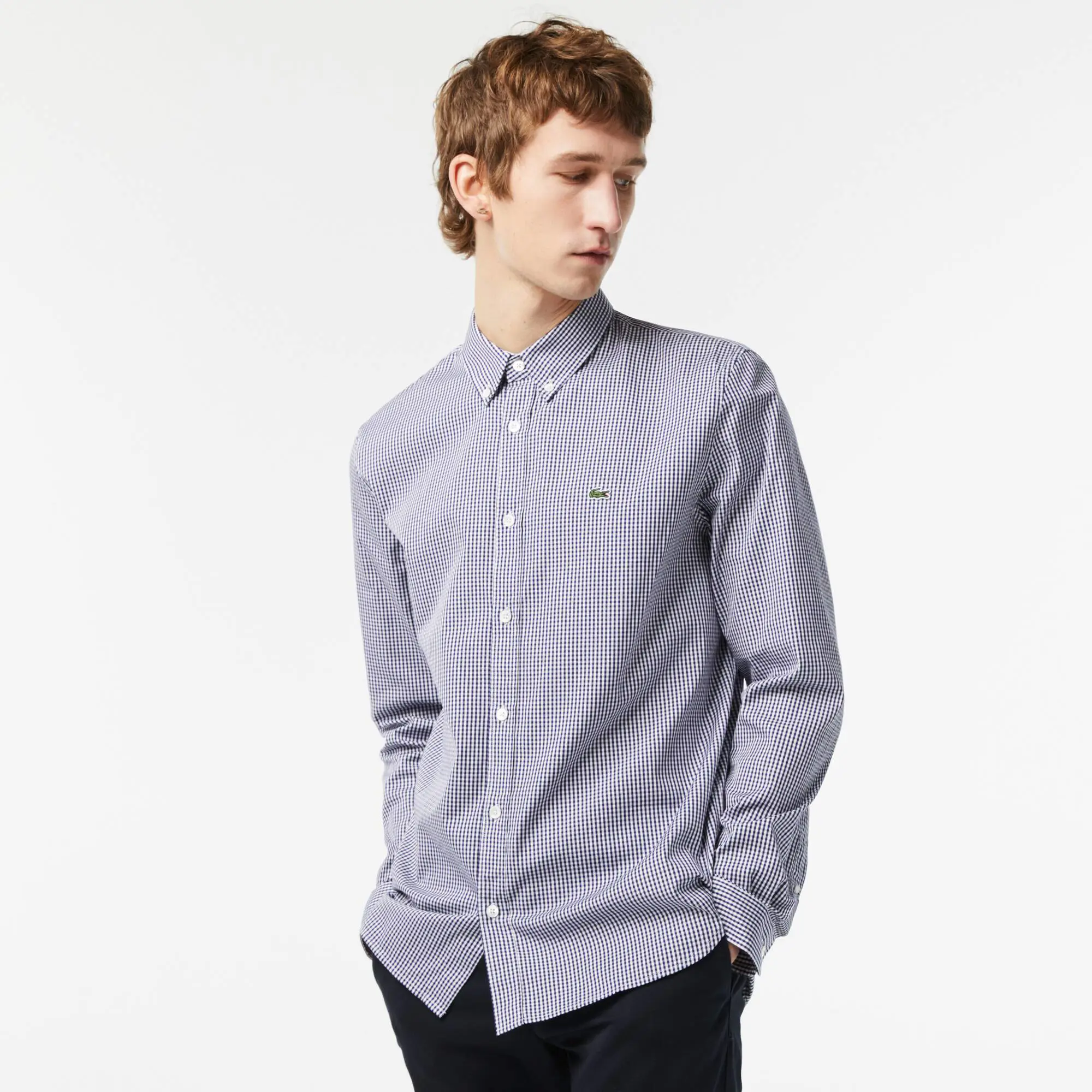 Lacoste Camisa de hombre regular fit en algodón premium de cuadros. 1