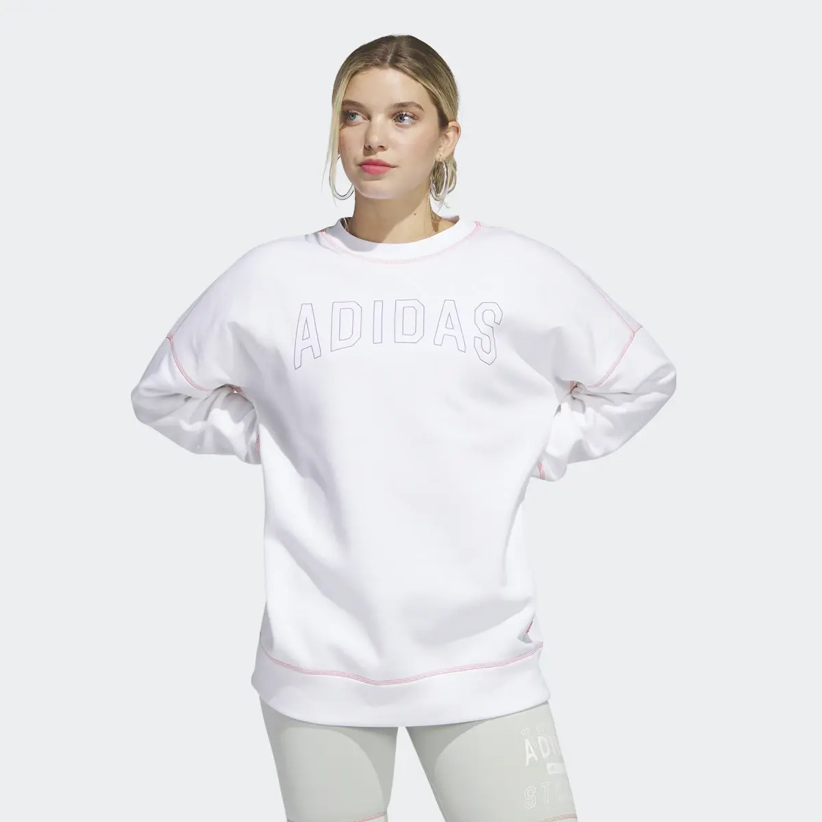 Adidas Sport Statement Boyfriend Crew Sweatshirt. 2