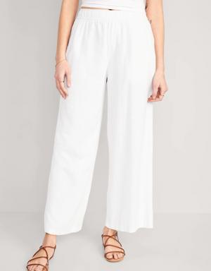 High-Waisted Linen-Blend Wide-Leg Pants for Women white