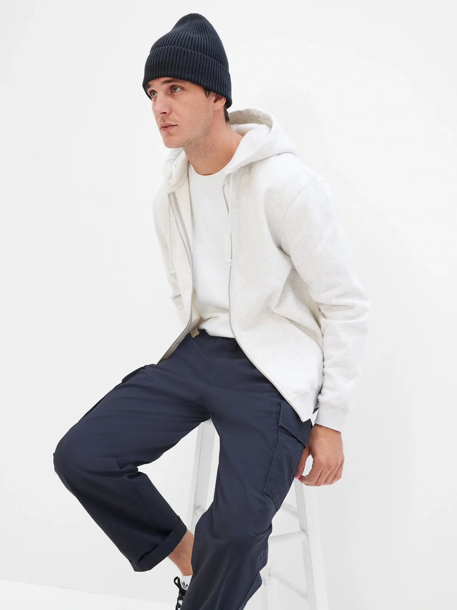 Gap Vintage Soft Full-Zip Hoodie white. 1