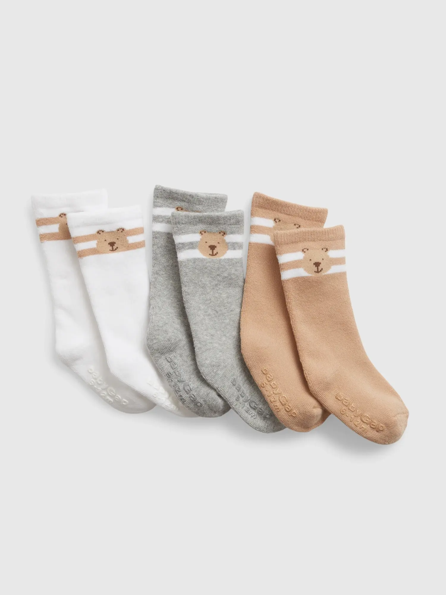 Gap Baby Cotton Brannan Bear Crew Socks (3-Pack) white. 1