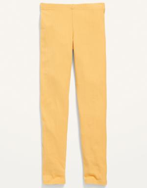 Full-Length Built-In Tough Rib-Knit Leggings for Girls yellow