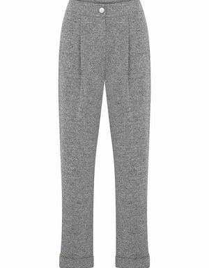Pleated Gray Women's Trousers