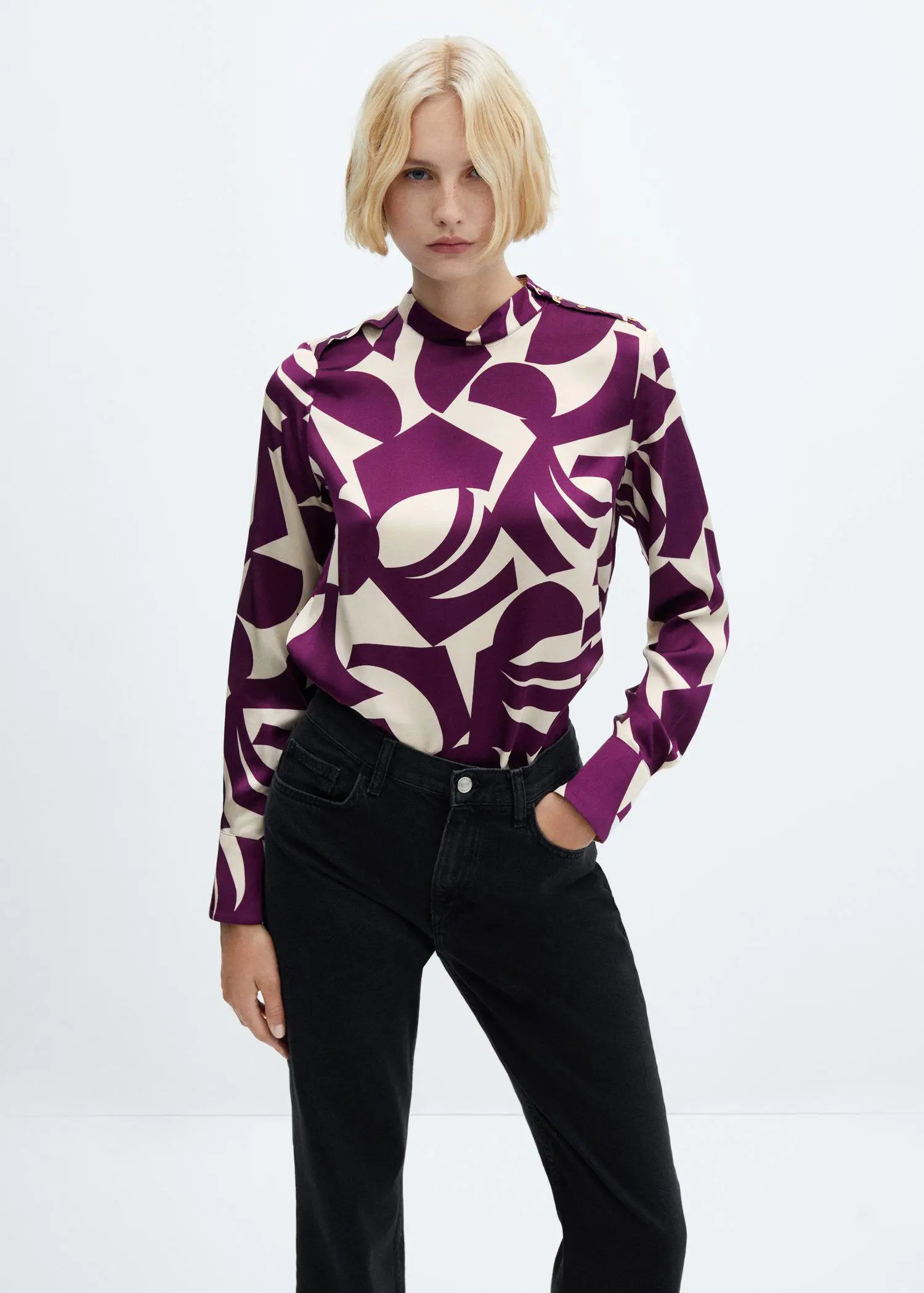 Mango Satin print blouse. 2