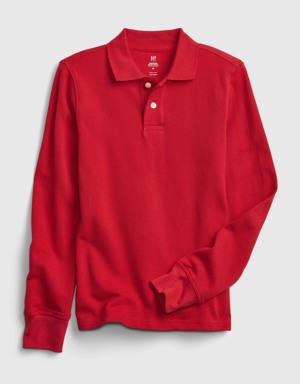 Gap Kids Organic Cotton Uniform Polo Shirt red