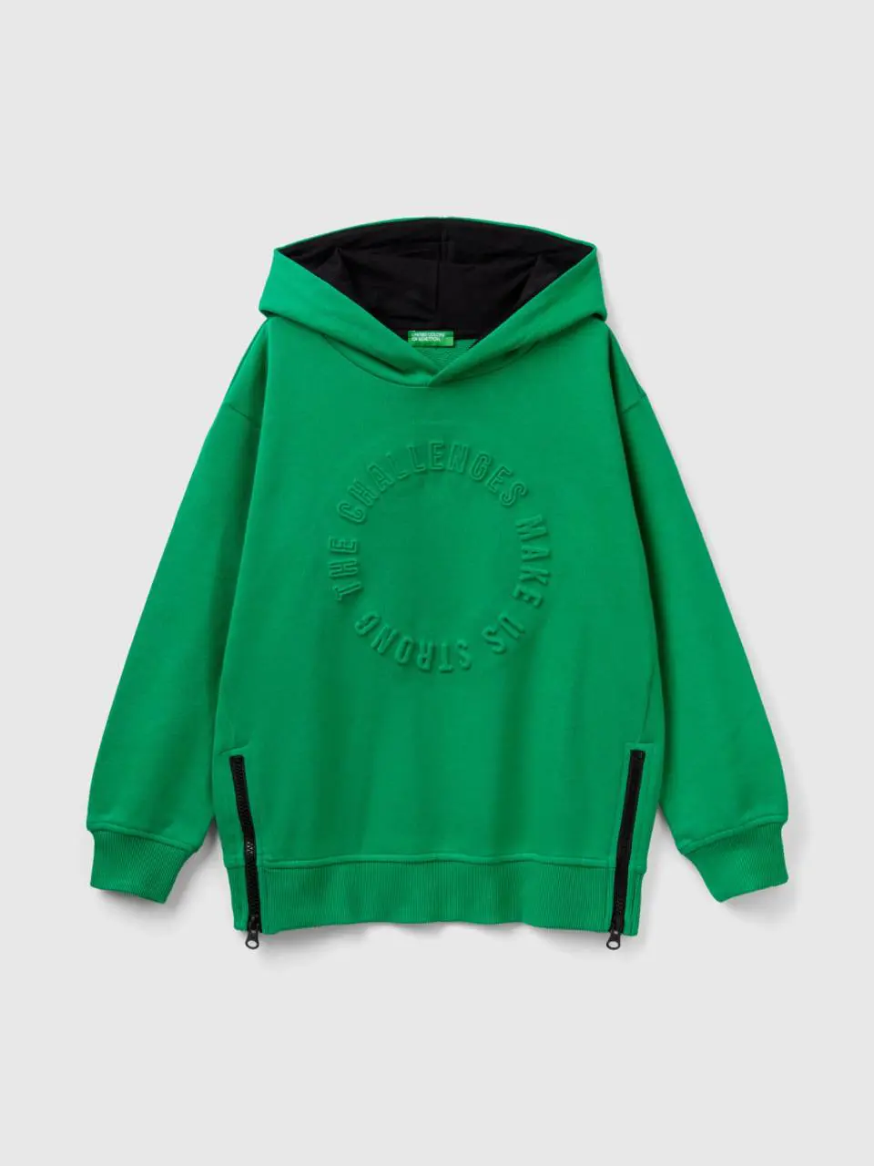 Benetton sweatshirt with zip and slogan. 1