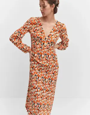 Mango Printed textured dress