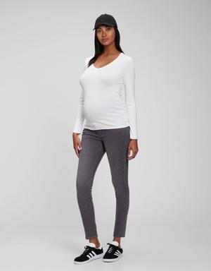 Maternity True Waistband Full Panel True Skinny Jeans gray