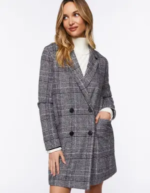 Forever 21 Plaid Double Breasted Blazer Black/White