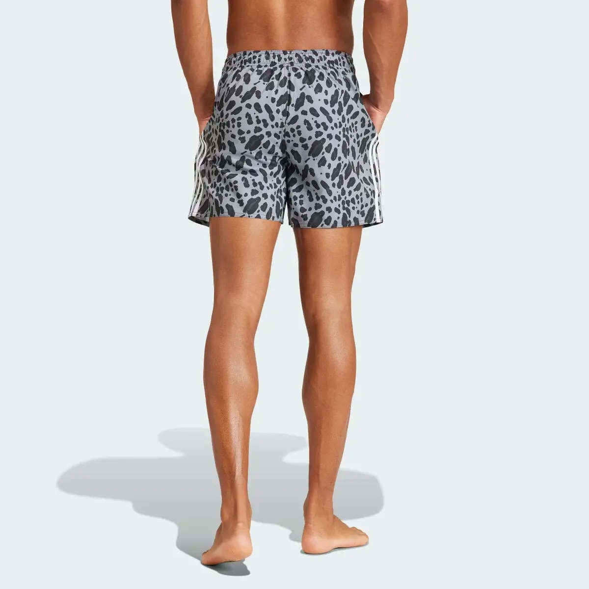Adidas Essentials 3-Stripes Animal-Print CLX Swim Shorts. 3