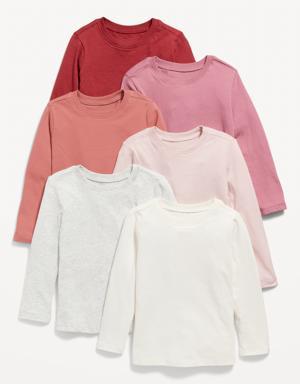 Unisex Long-Sleeve T-Shirts 6-Pack for Toddler pink