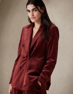 Veluro Oversized Velvet Blazer red