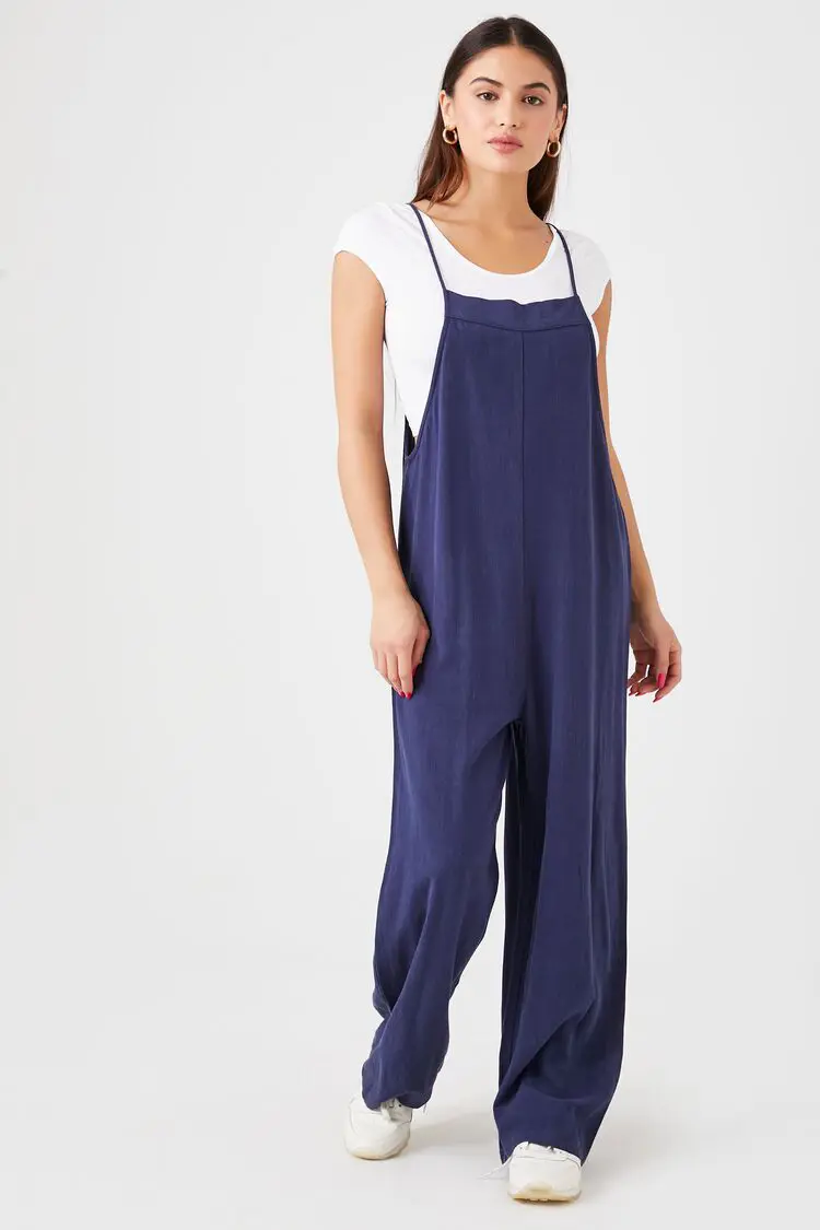 Forever 21 Forever 21 Relaxed Cami Overalls Navy. 1