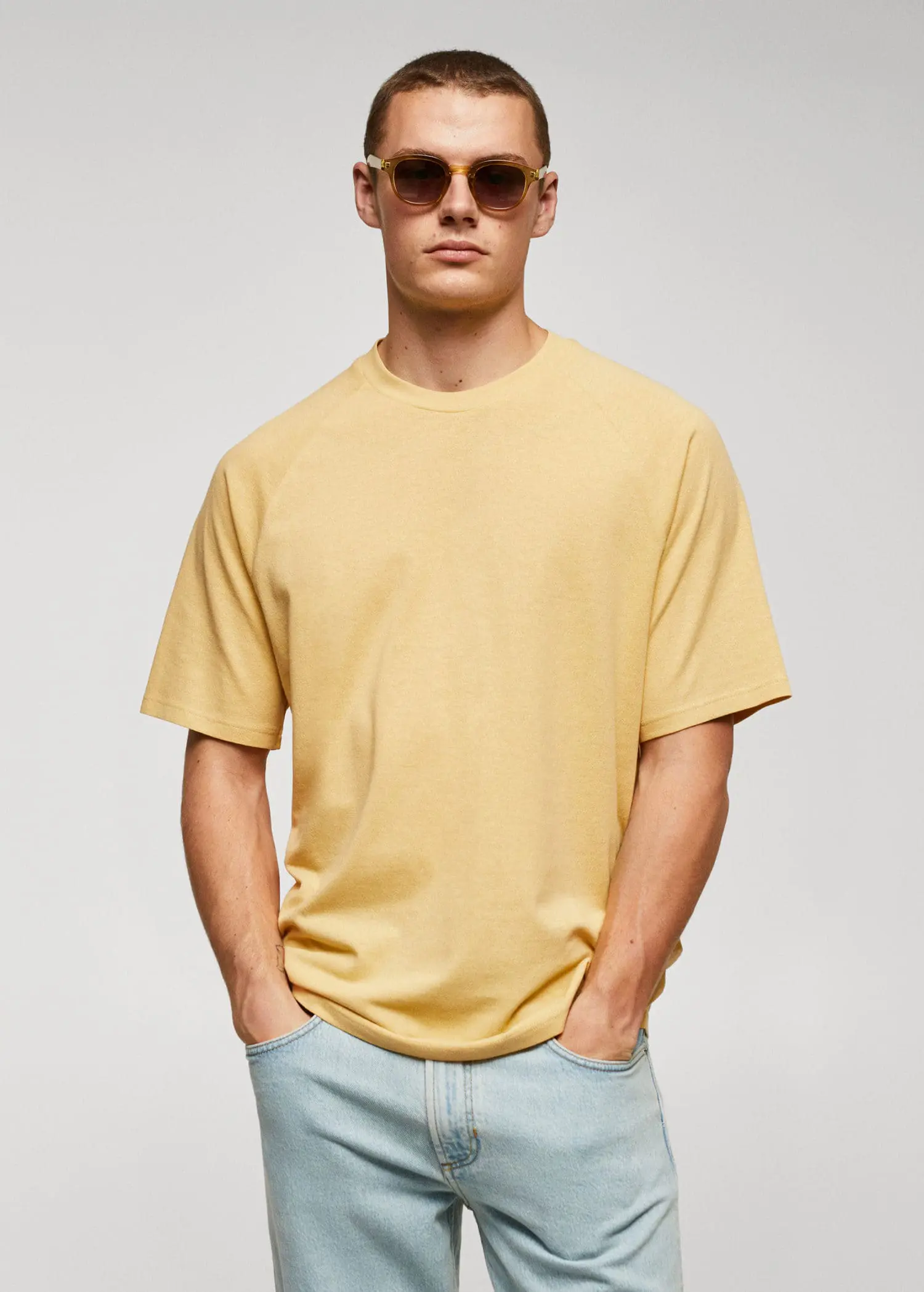 Mango T-shirt coton-lin texturé. 1