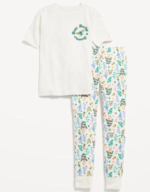 Matching Gender-Neutral Snug-Fit Printed Pajama Set for Kids multi