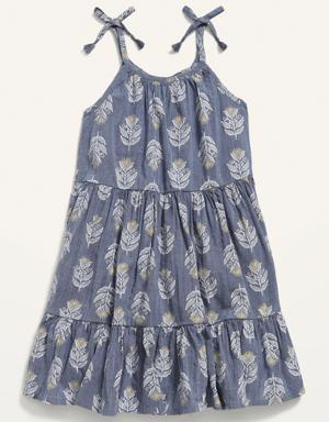 Tie-Shoulder Tiered Floral Swing Dress for Toddler Girls multi