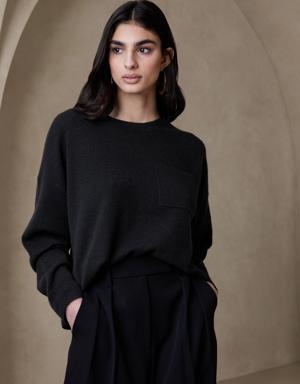 Caro Cropped Lightweight Cashmere Sweater black