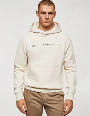 Yazılı pamuklu kapüşonlu sweatshirt
