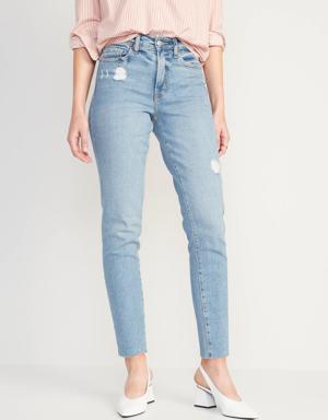 High-Waisted OG Straight Cut-Off Jeans for Women blue