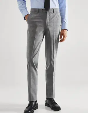 Stretch fabric slim-fit printed suit pants