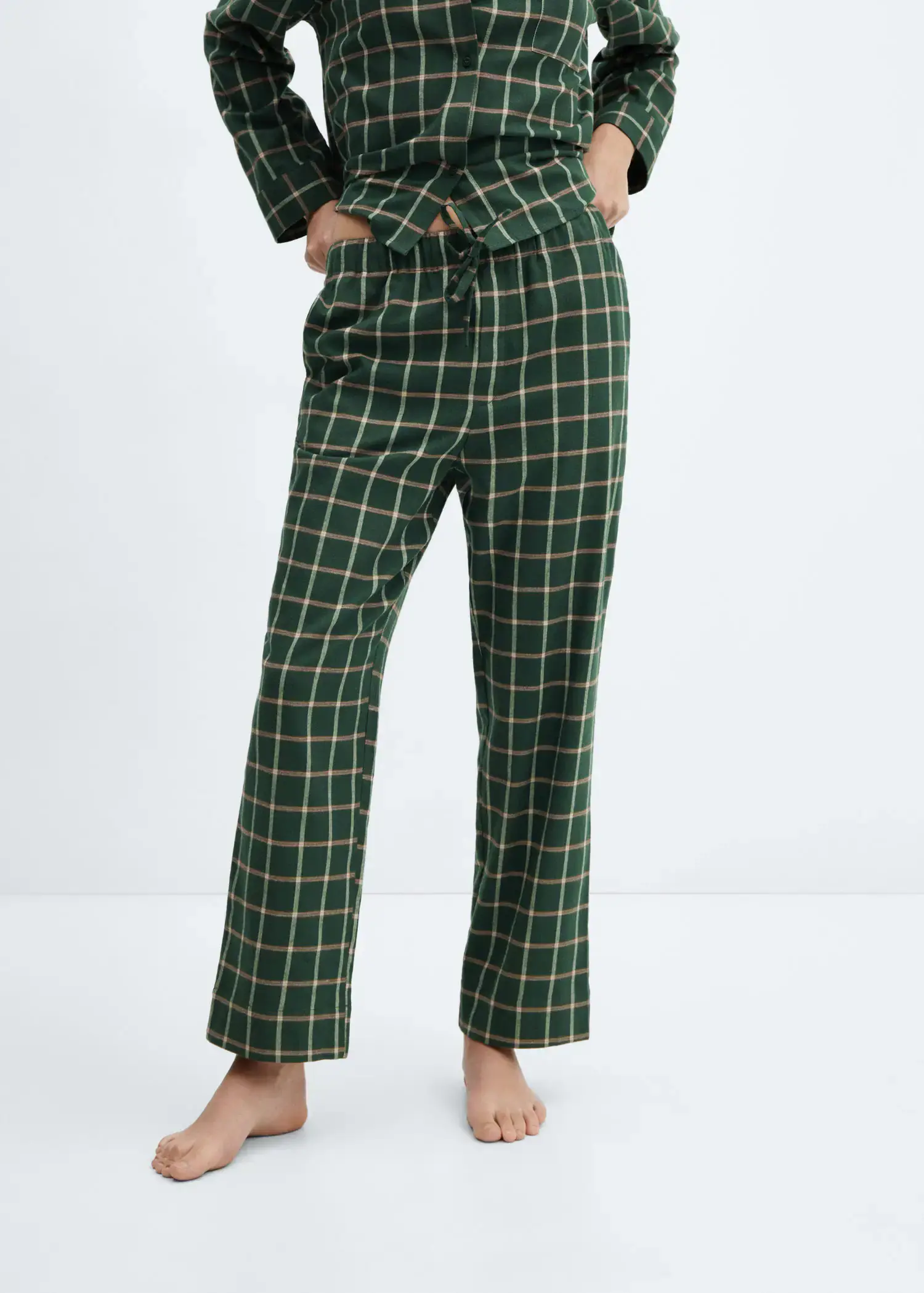 Mango Check flannel pyjama trousers. 1