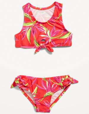 Matching Printed Tie-Front Bikini Swim Set for Toddler & Baby multi