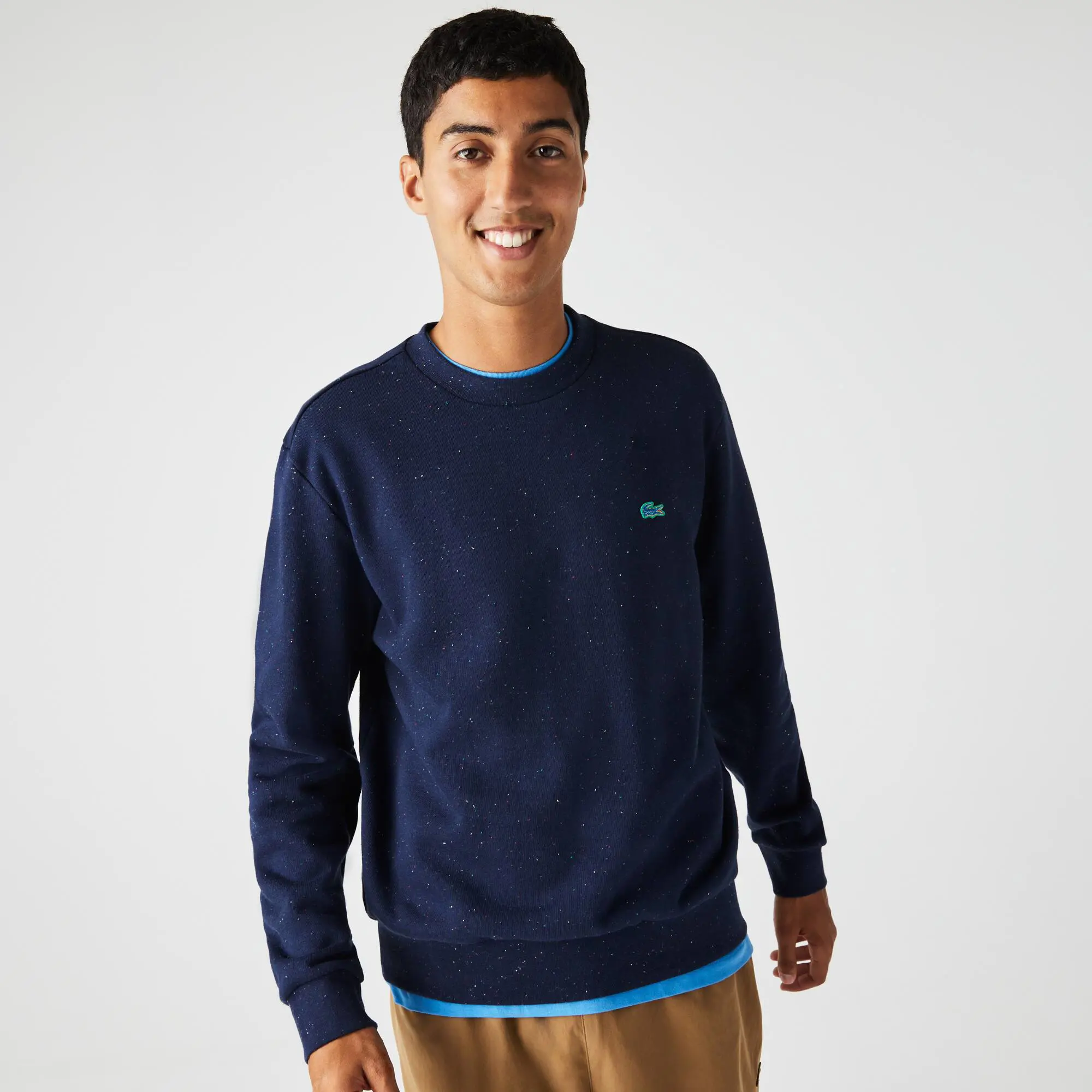 Lacoste Men's Lacoste Classic Fit Speckled Print Fleece Sweatshirt. 1